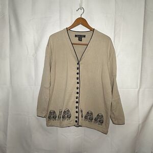 Terazzo Tails Dog Embroidery Cardigan Sweater